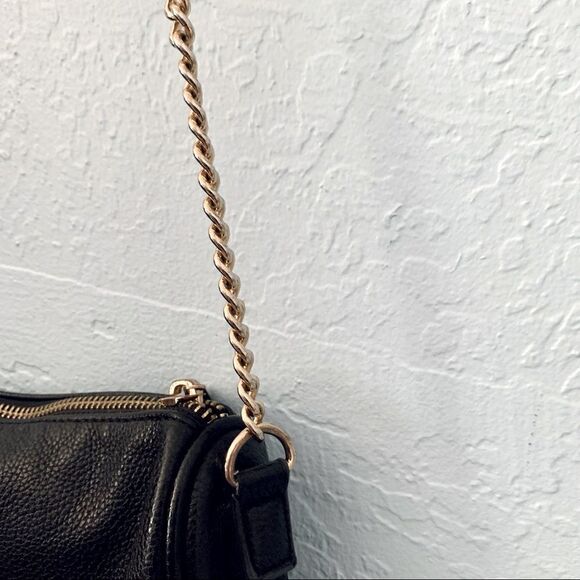 Black & Gold Faux Leather Crossbody Bag Size OS - Picture 7 of 14